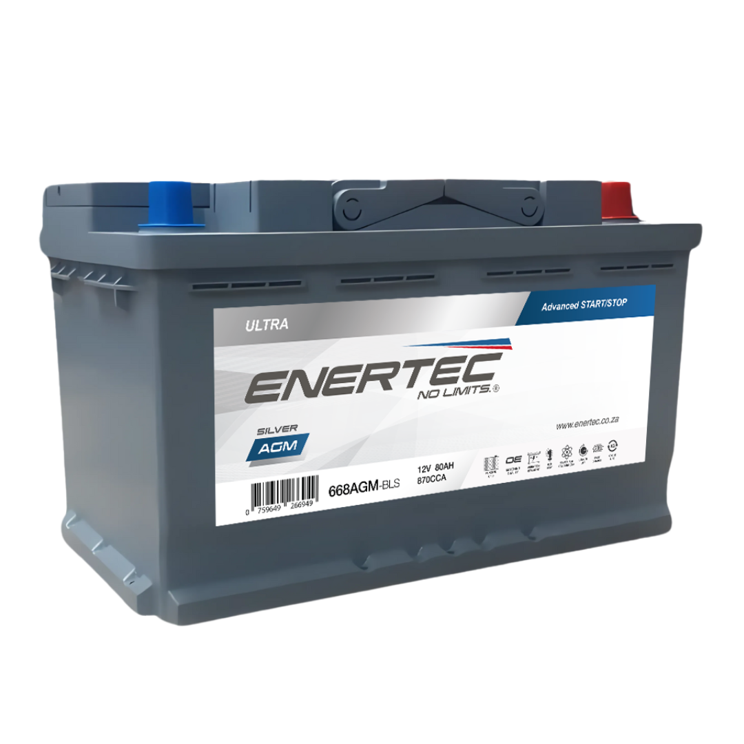 12V 80Ah Enertec Silver AGM Automotive Battery